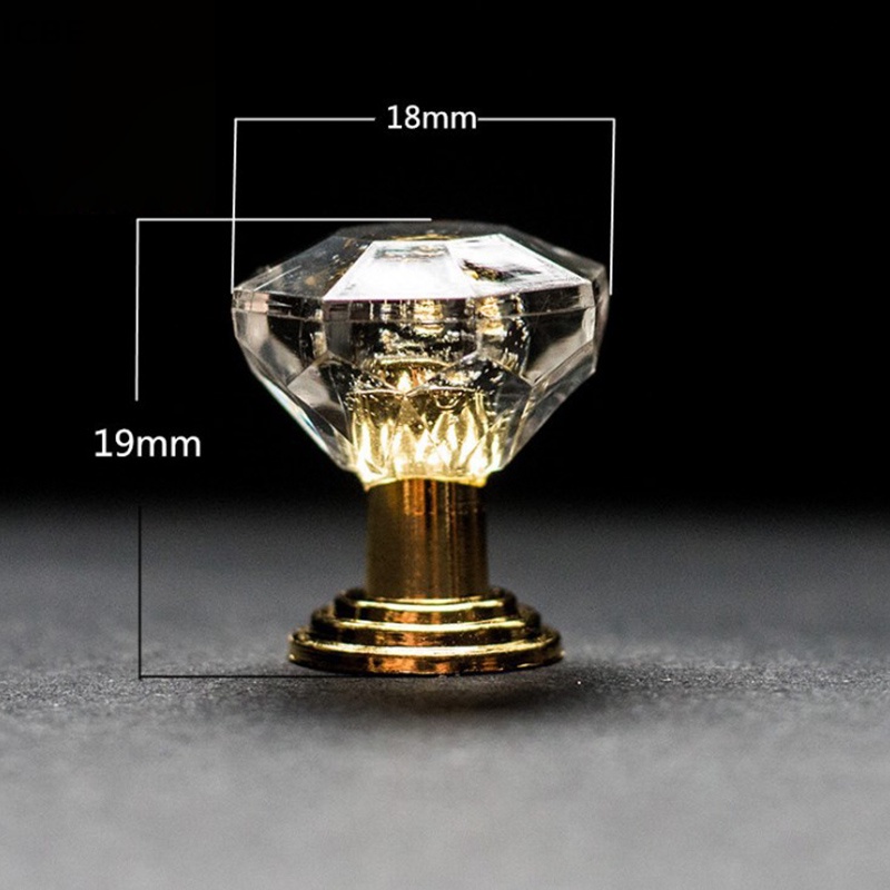 Set 10 Tay Nắm Cửa Tủ Bằng Acrylic Hình Viên Kim Cương