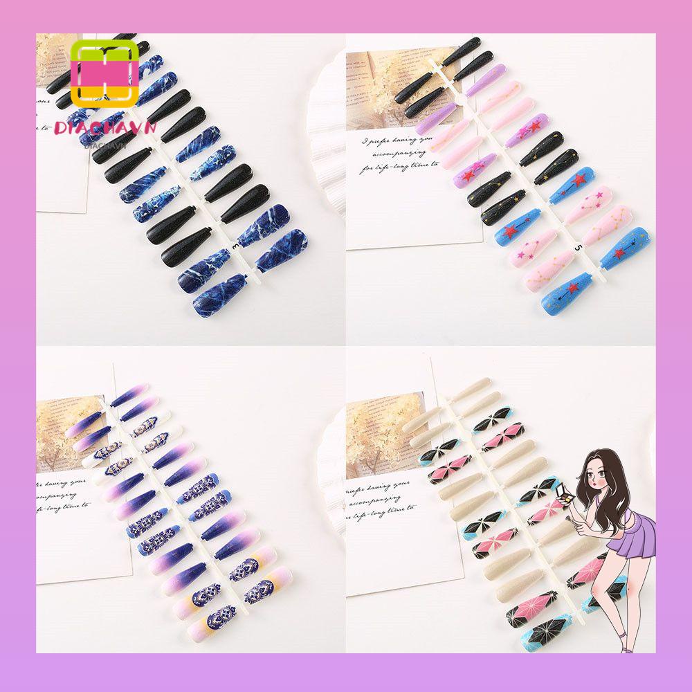 Set 24 Móng Tay Giả Nối Dài Bằng ABS Tái Sử Dụng Linh Hoạt