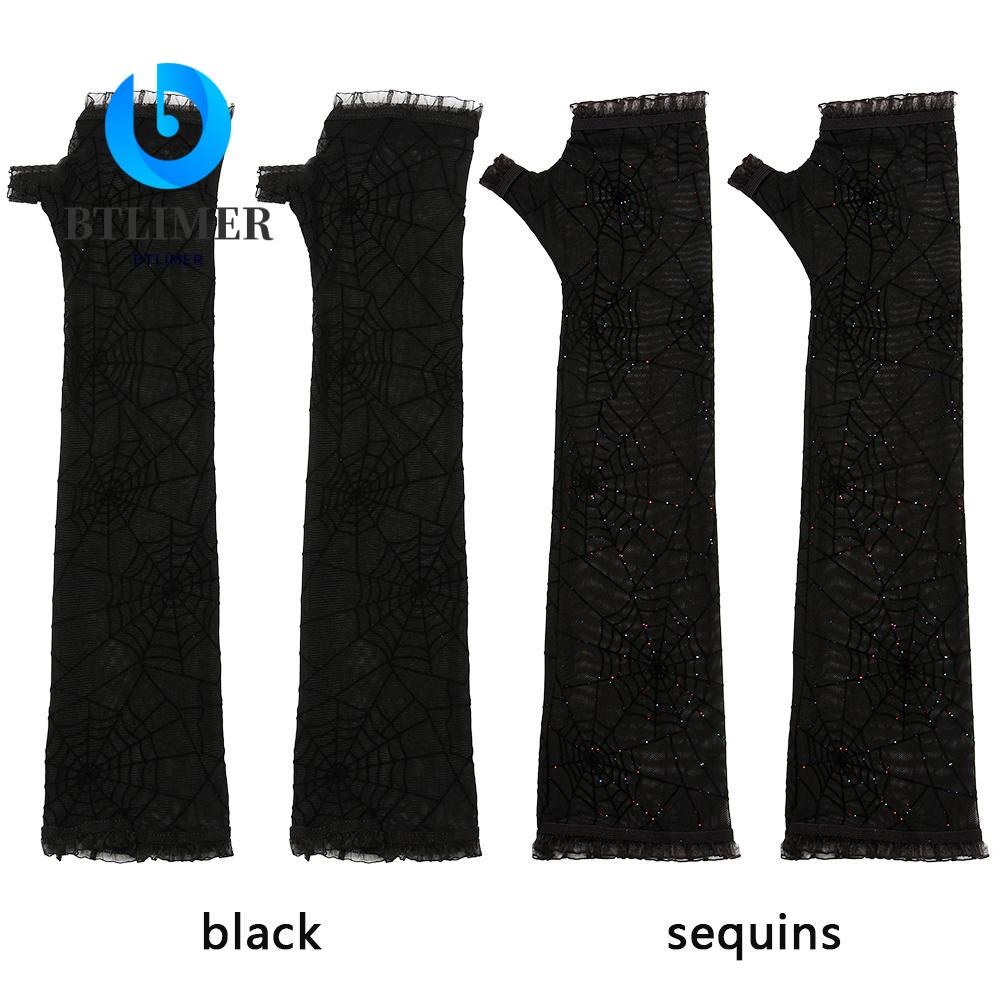 1 Đôi Găng Tay Dài Hở Ngón Hóa Trang Mạng Nhện Cho Nữ