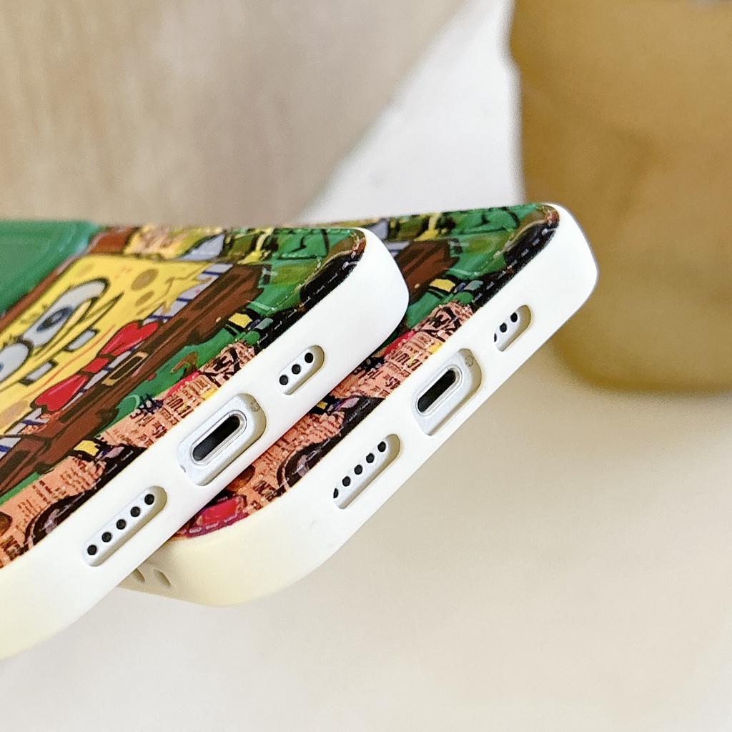 Ốp Điện Thoại tpu Dẻo Họa Tiết Hoạt Hình Spongebob Có Ngăn Đựng Thẻ Cho iPhone 14 13 12 11 PRO MAX