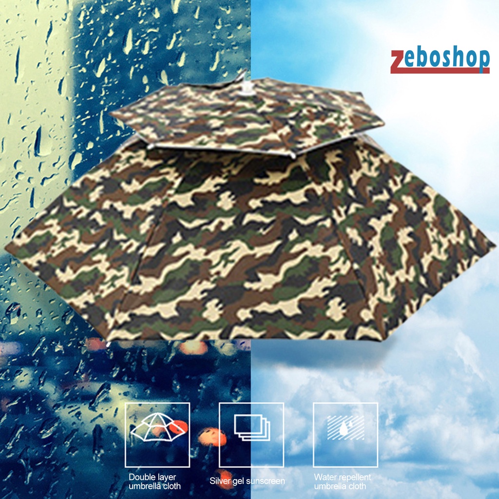 Dù Chống Nắng Hai Lớp 77cm Có Dây Đeo Co Giãn Tiện Dụng