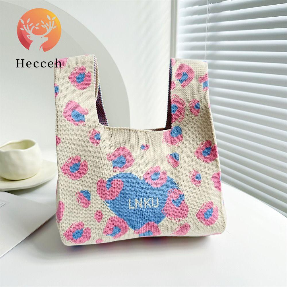 Túi Mua Sắm Đeo Vai / Xách Tay Đan Len Họa Tiết Da Báo Có Thể Tái Sử Dụng