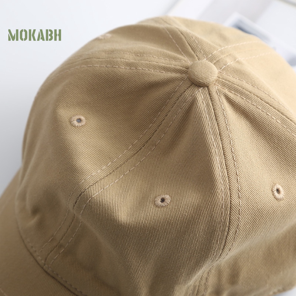 [Mok Abh] Mũ Bóng Chày Mềm Mại Thoáng Khí Chống Trượt Màu Trơn Có Vành Điều Chỉnh Được Cho Nam