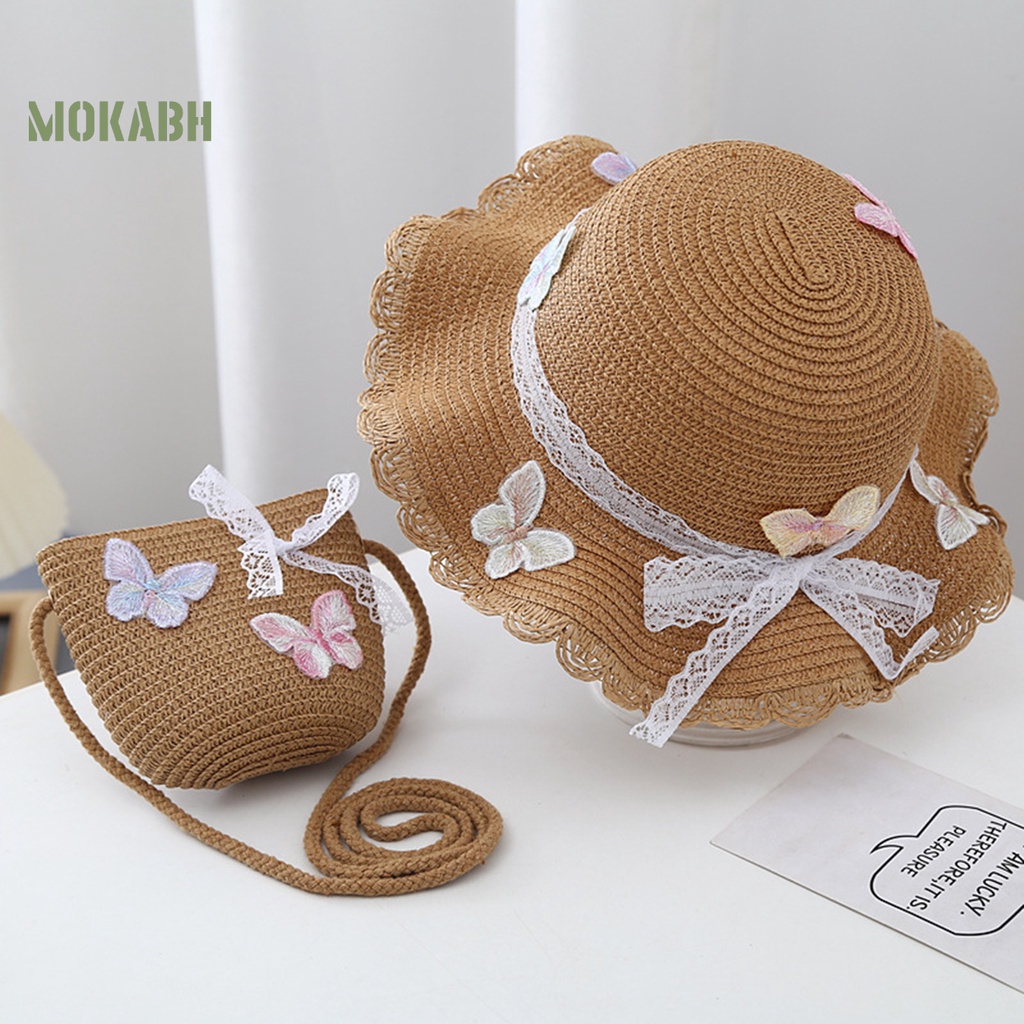 Mũ Cói Chống Nắng Thoáng Khí Trang Trí Nơ Xinh Xắn Cho Bé Gái
