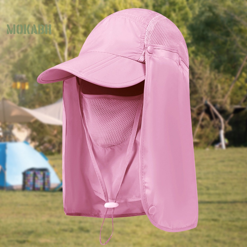 Mũ Bóng Chày Che Nắng Bằng Vải Mềm Nhẹ Thoáng Khí Nhanh Khô Màu Trơn Có Dây Đeo Cổ Cho Nữ