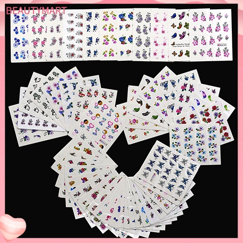 Set 50 Miếng Dán 3D Họa Tiết Hoa Chống Thấm Nước Dùng Trang Trí Móng Nghệ Thuật DIY