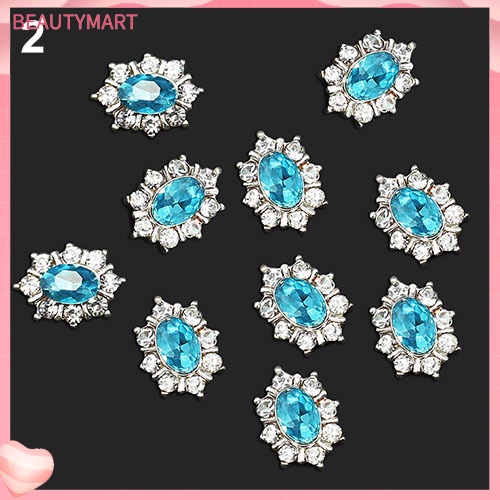 Bộ 10 Miếng Dán Trang Trí Móng Tay Bằng Hợp Kim Đính Đá Thời Trang Dành Cho Nữ