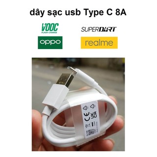 Cáp sạc type c 8a sạc nhanh super vooc 33w 50w 65w 80w cho điện thoại oppo realme