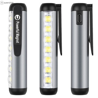 Mini LED Đèn pin chuyên nghiệp Torch với clip nam châm làm việc ánh sáng USB có thể sạc lại queen2019