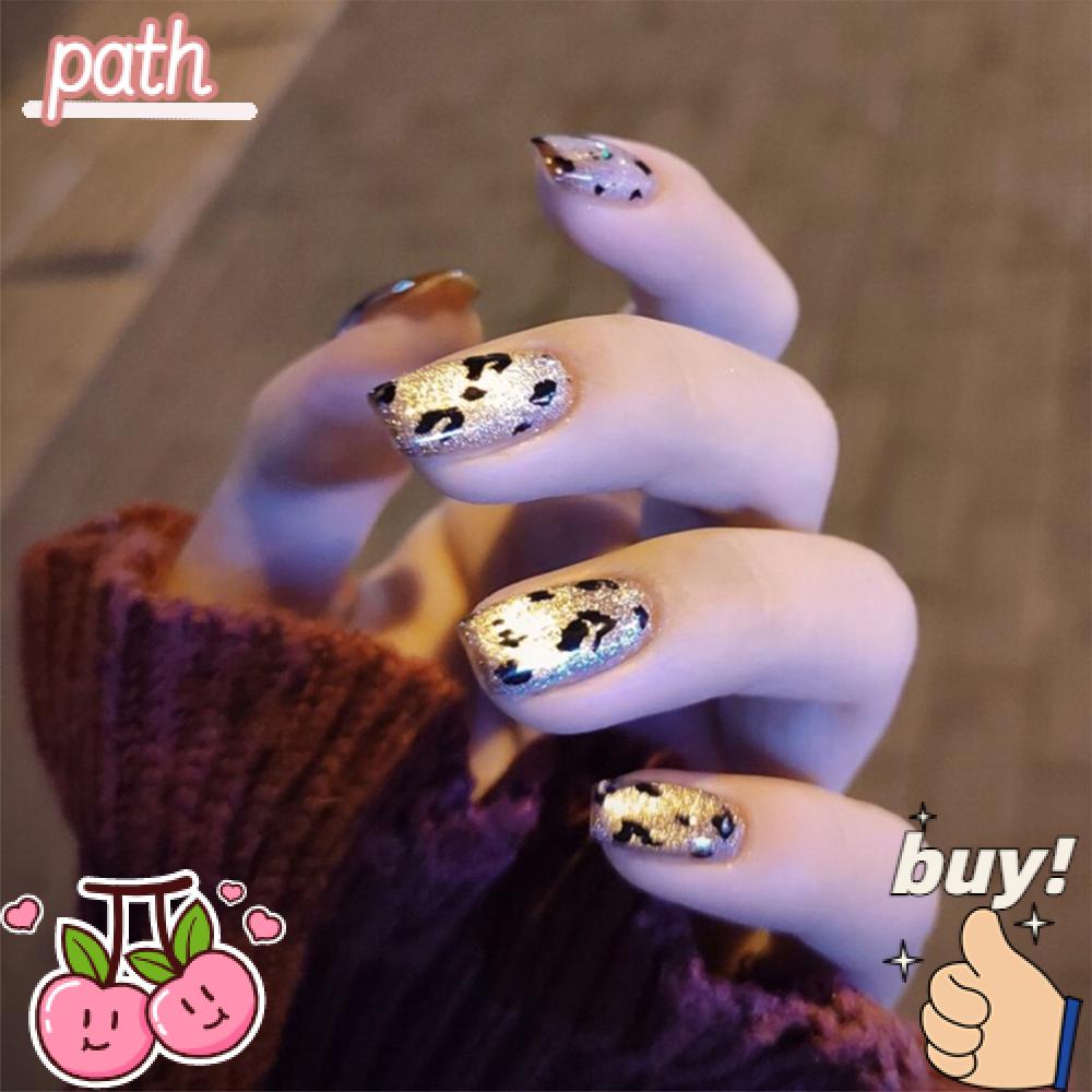 Hộp 24 Móng Tay Giả Đầu Tròn Họa Tiết Da Báo Cho Nữ