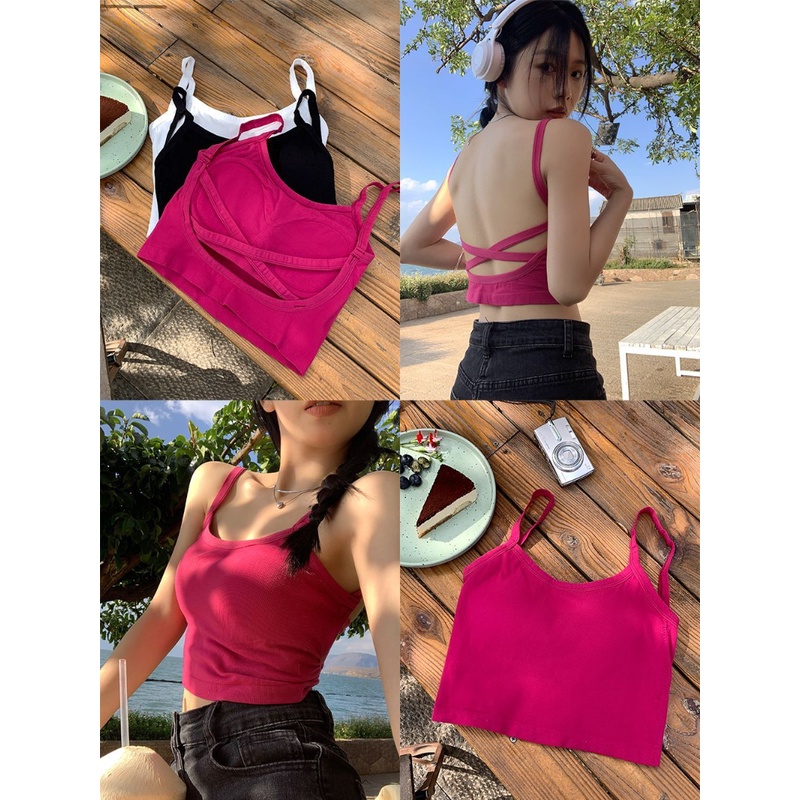 Áo Hai Dây Có Mút Đệm Ngực Thời Trang Mùa Hè Quyến Rũ Cho Nữ