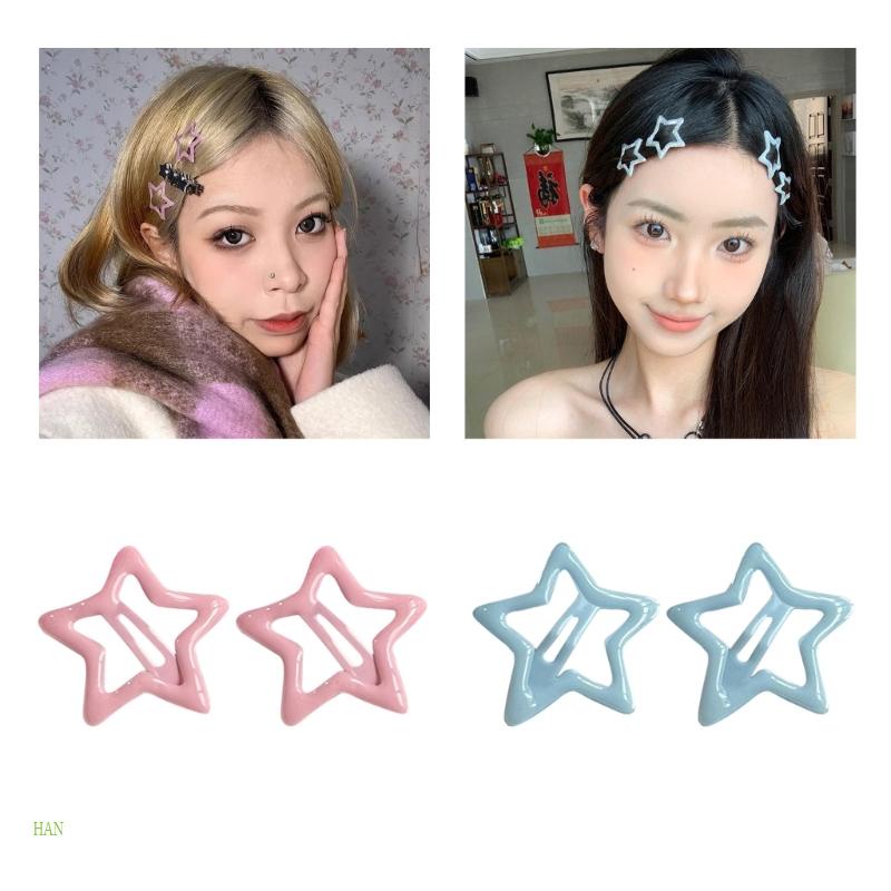 Set 2 Kẹp Tóc Hình Ngôi Sao Bằng Kim Loại Dành Cho Nữ