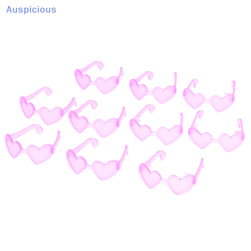 Set 10 Mắt Kính Nhựa Mini Hình Trái Tim Cho Búp Bê Tỉ Lệ 1 / 6