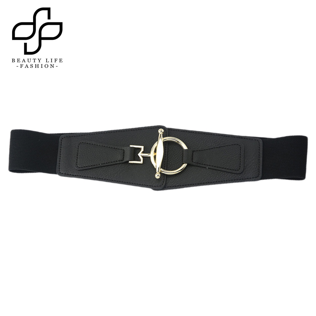 Thắt Lưng Giả Da Bản Rộng Co Giãn Tốt Màu Trơn Thời Trang Cho Nữ