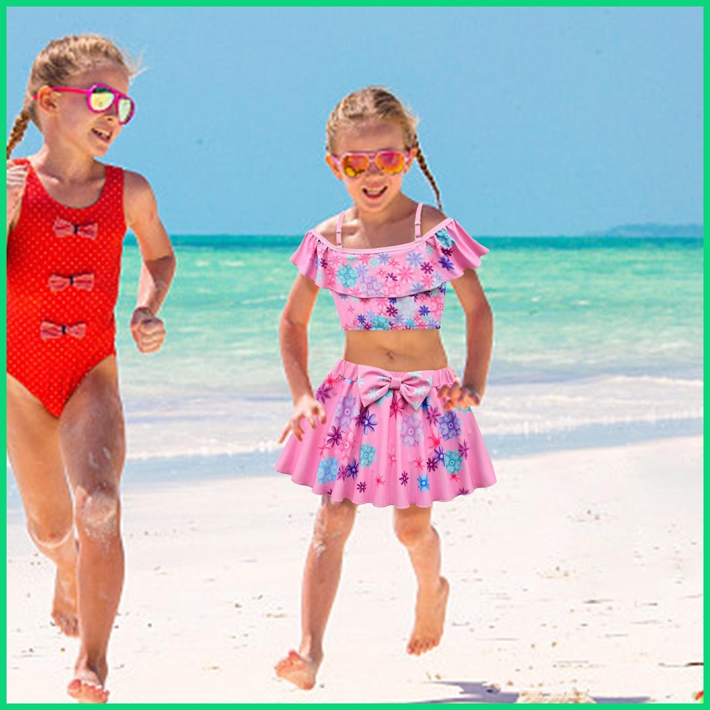 Bộ Đồ Bơi Tankini Hai Mảnh Mềm Mại Nhiều Kích Cỡ Có Thể Điều Chỉnh Cho Bé Gái