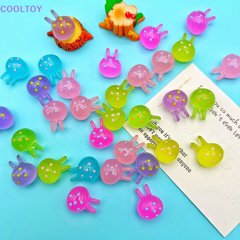 Cooltoy Set 5 Phụ Kiện Trang Trí Điện Thoại Hình Đầu Thỏ Dạ Quang Nhiều Màu Sắc DIY