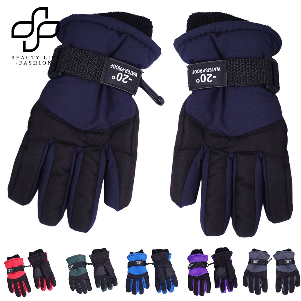 1 Đôi Găng Tay Giữ Ấm Dày Dặn Chống Trượt Chống Gió Bảo Vệ Ngón Tay Giữ Ấm Thoáng Khí Cho Trẻ Em