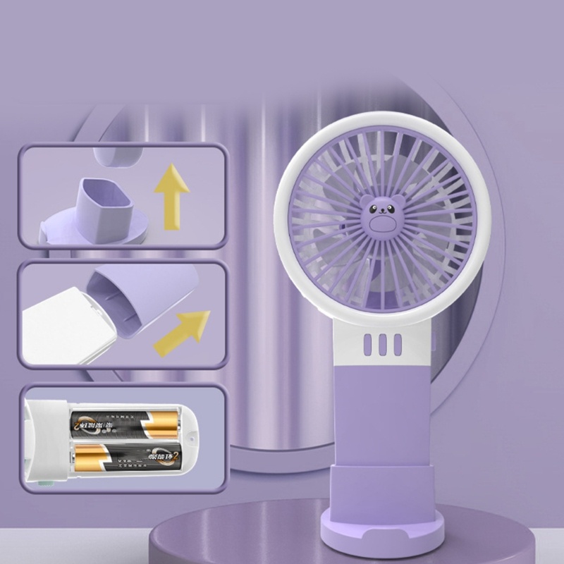 Quạt Mini Cầm Tay Chạy Pin Di Động Kèm Giá Đỡ Di Động Tiện Dụng