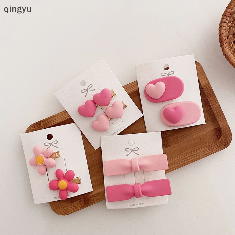 Kẹp Tóc Cạnh Trái Tim Hoa Đào Màu Hồng Mùa Hè Mới qingyu