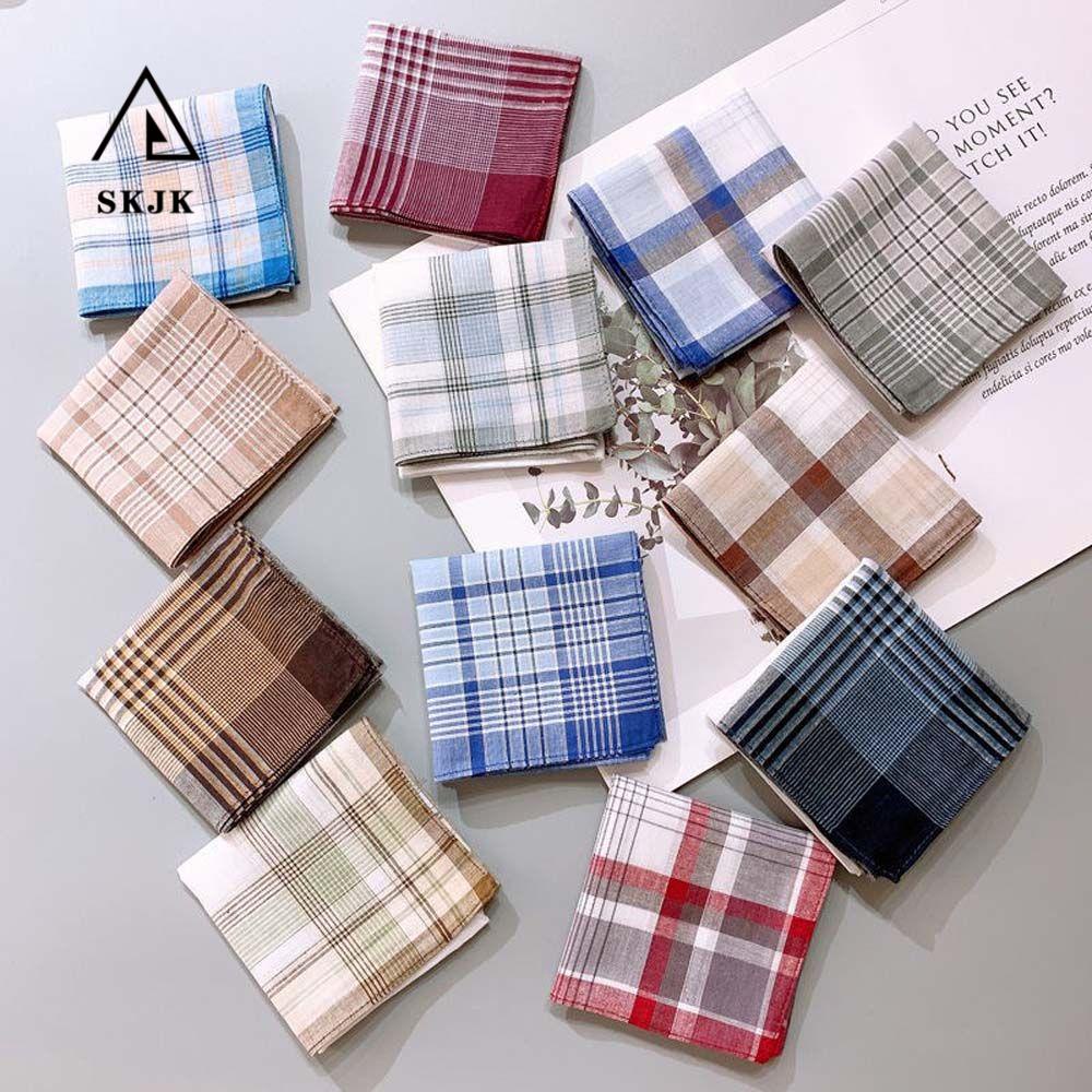 Khăn tay bỏ túi hình vuông 40*40cm họa tiết sọc caro phong cách cổ điển cho nam