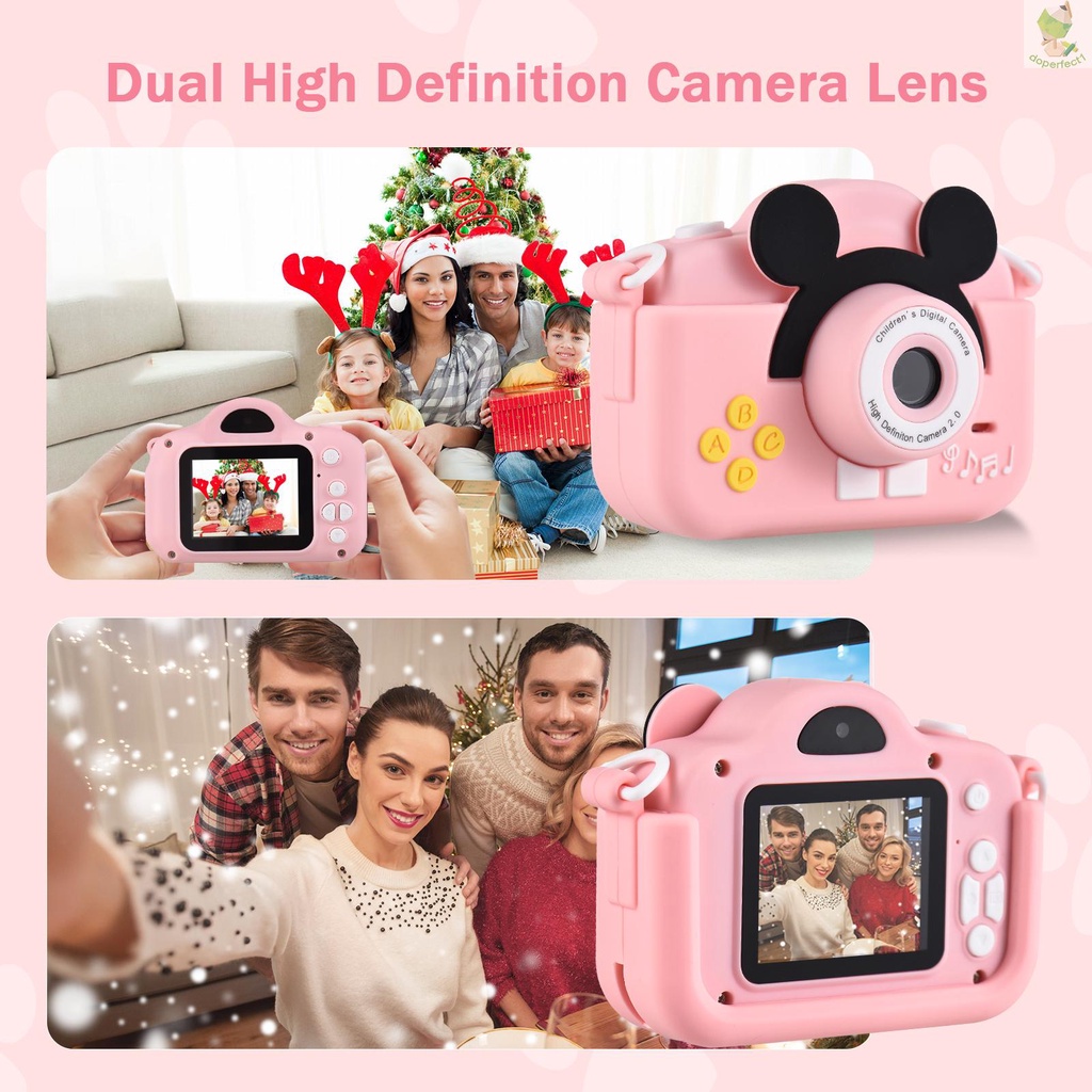 Mini Cartoon Kids Digital Camera 1080P Digital Video Camera for Kids Dual Lens 2.0 Inch IPS Screen 4X Zoom Built-in Batt   Came-6.5