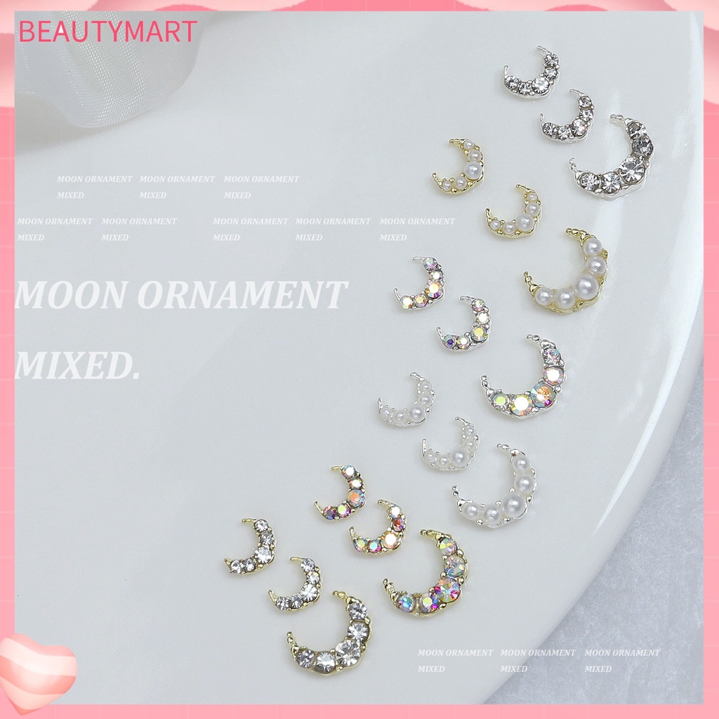 1 Hộp Phụ Kiện Trang Trí Móng Tay 3D DIY Hình Mặt Trăng Lấp Lánh Dễ Thương Cho Nữ