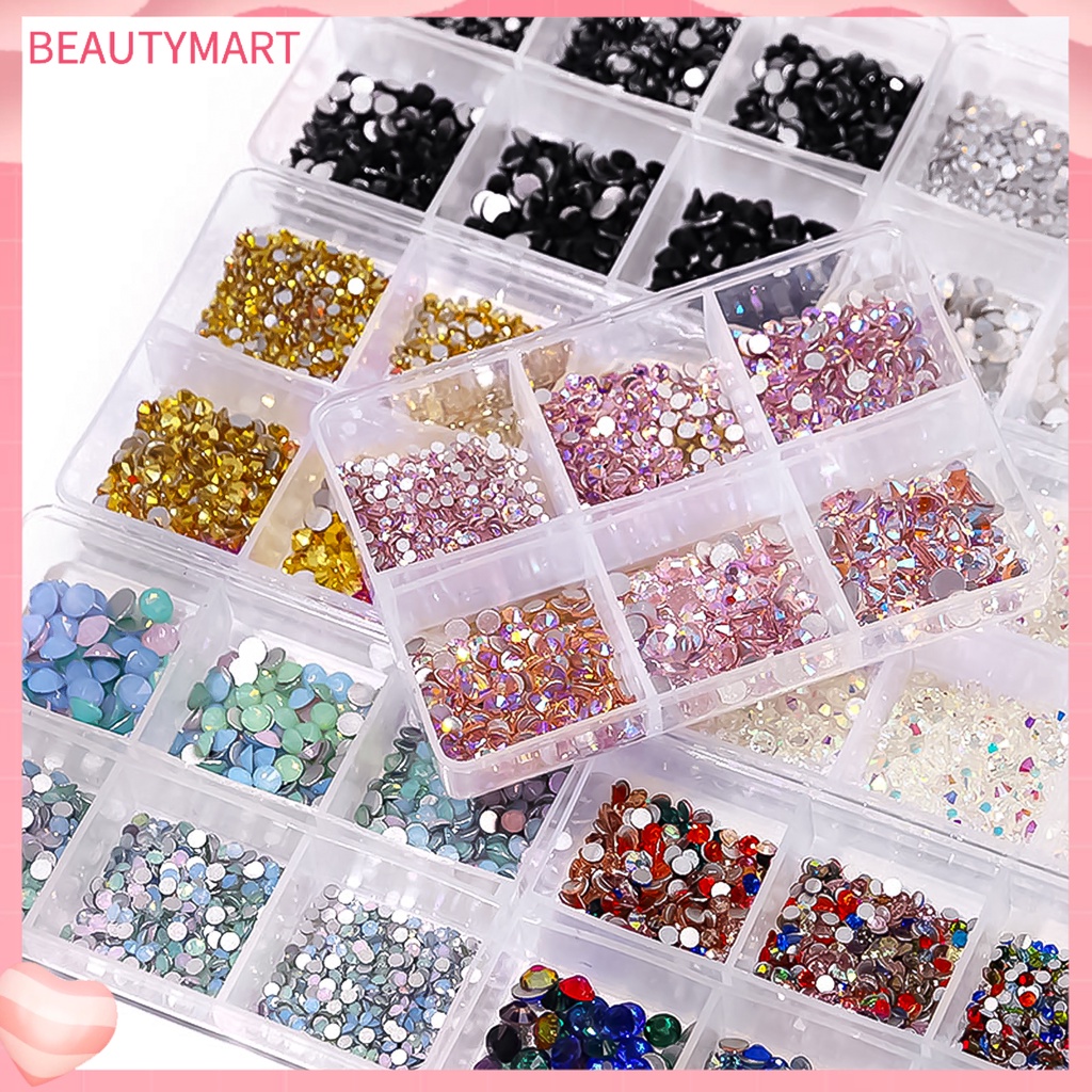 Hộp 6 Ngăn Đựng Đá Đa Năng Nhiều Hình Dạng Trang Trí Móng Tay Nghệ Thuật