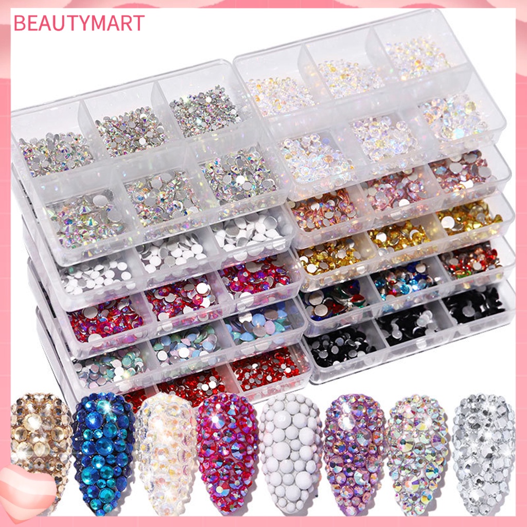 Hộp 6 Ngăn Đựng Đá Đa Năng Nhiều Hình Dạng Trang Trí Móng Tay Nghệ Thuật