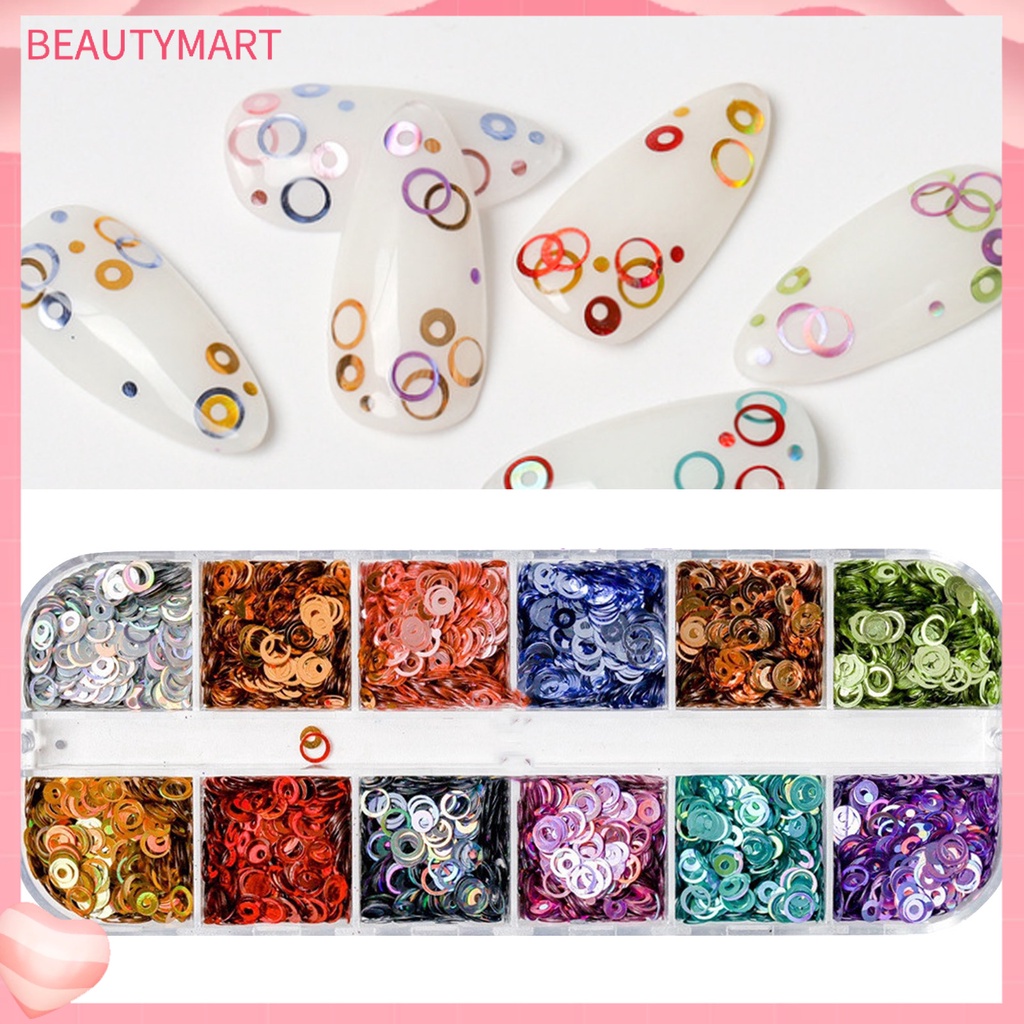 Hộp 12 Ngăn Đựng Hạt Kim Sa Tròn Nhiều Hình Dạng Màu Kẹo Làm Móng Nghệ Thuật Cho Nữ