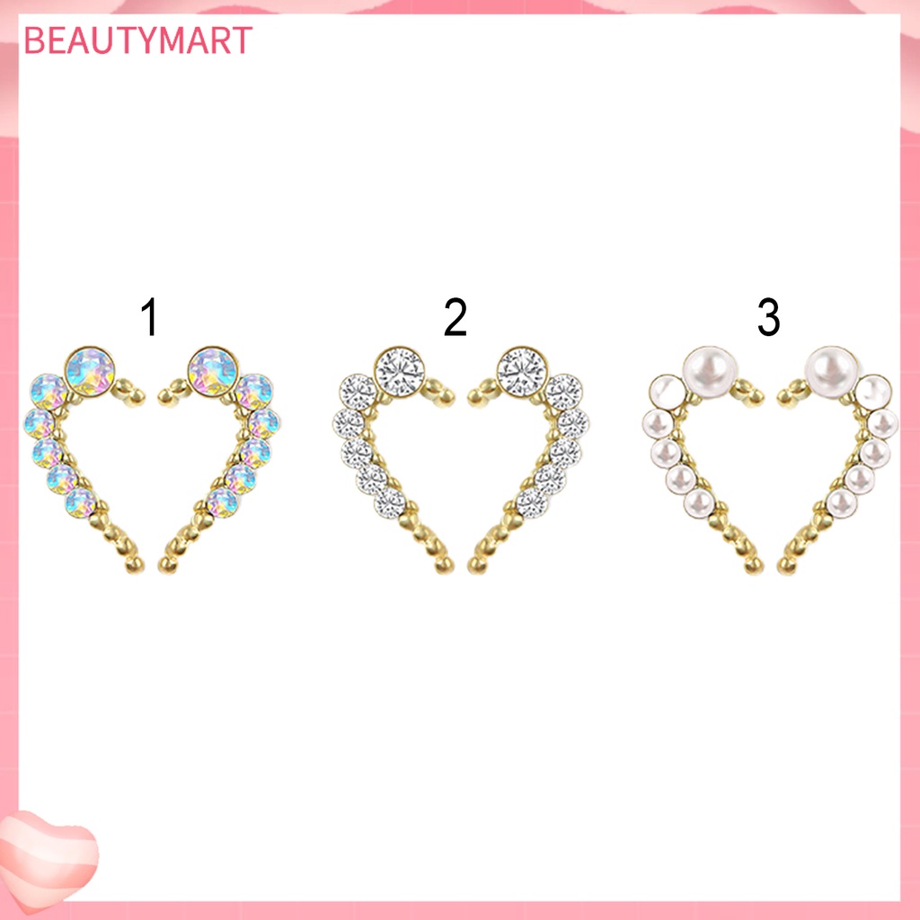 Bộ 10 Phụ Kiện Trang Trí Móng Tay Hình Trái Tim Bằng Hợp Kim DIY