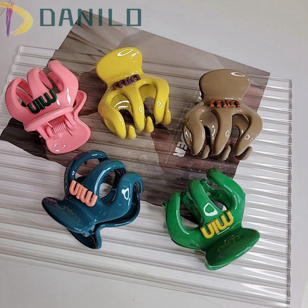 Danilo Kẹp Tóc Càng Cua Nhỏ Màu Trơn In Chữ Miu Cổ Điển Cho Nữ