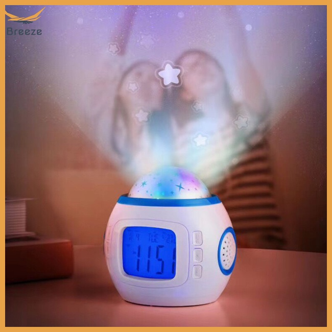 Đồng Hồ Báo Thức Kèm Nhạc Và Đèn Chiếu Bầu Trời Đầy Sao Độc Đáo Cho Bé