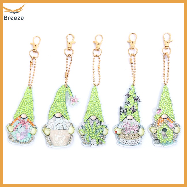 Set 5 Móc Khóa Đính Đá Resin 5d Tự Làm Dành Cho Người Mới Bắt Đầu