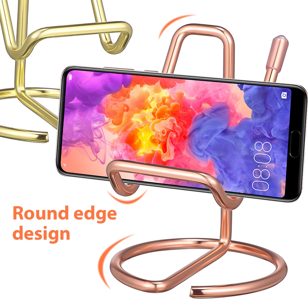 Set 2 Giá Đỡ Điện Thoại Bằng Kim Loại Để Bàn Tiện Lợi