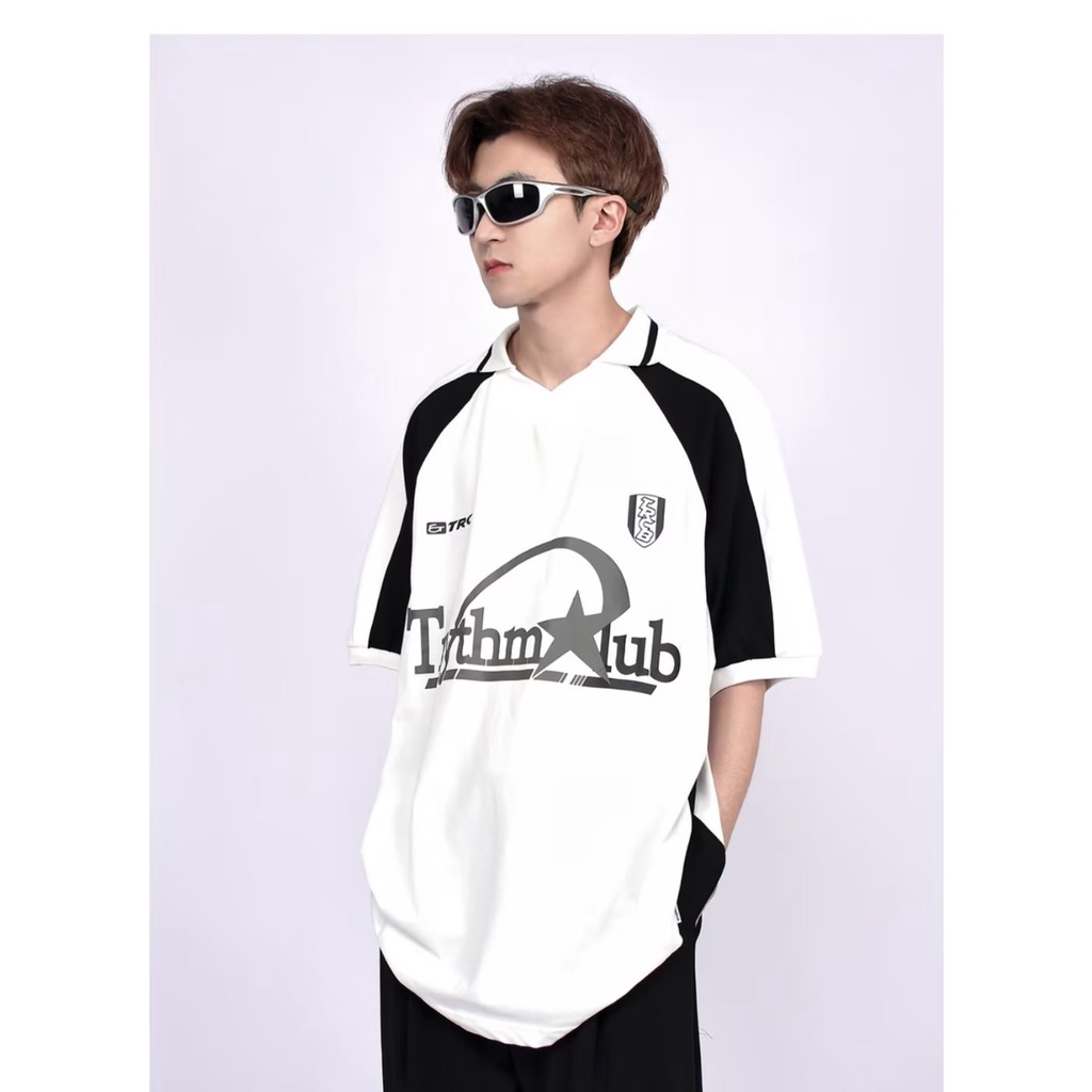 Áo Thun Tay Ngắn Dáng Rộng Phong Cách Đường Phố Mỹ Màu Sắc Tương Phản Thời Trang Cho Nam Và Nữ