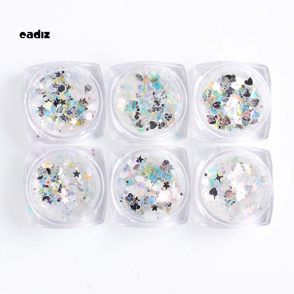 Set 6 Hộp Kim Tuyến ABS Màu Sắc Tươi Sáng Kháng Nhiệt Dùng Để Trang Trí Móng Nghệ Thuật