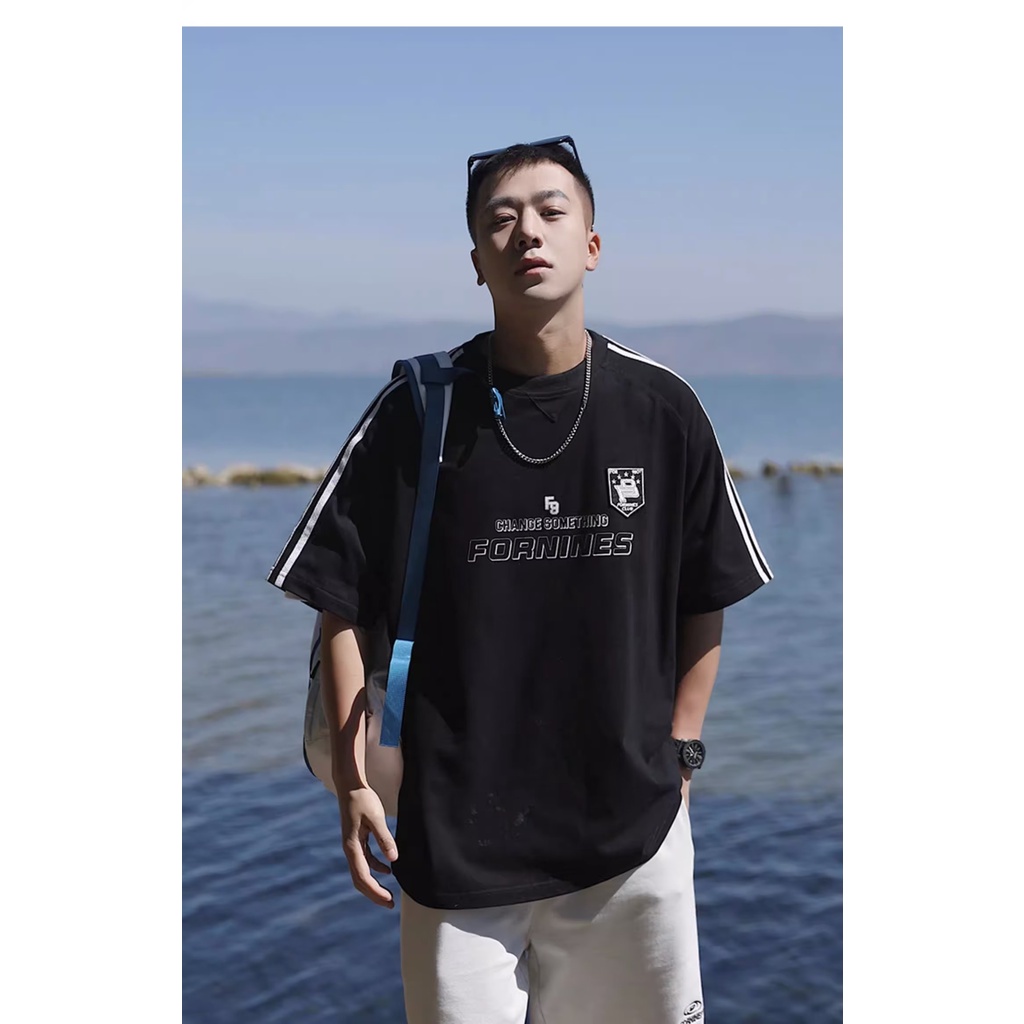 Áo Thun Cotton Tay Ngắn Dáng Rộng Phong Cách Đường Phố Mỹ Thời Trang Mùa Hè Cho Nam