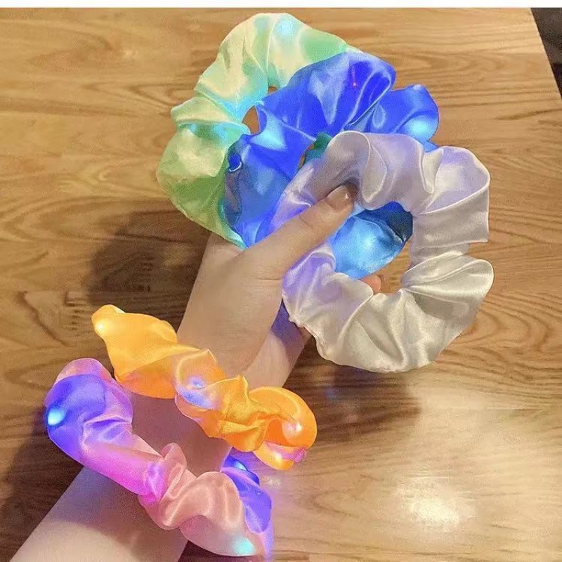Dây Buộc Tóc Cao Su Đính Đèn LED Phát Sáng Đơn Giản Dành Cho Nữ