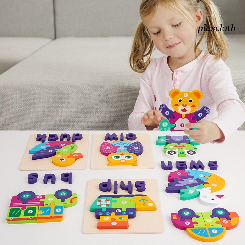 Đồ Chơi Lắp Ráp Bằng Gỗ Họa Tiết Hoạt Hình Dễ Thương Cho Bé