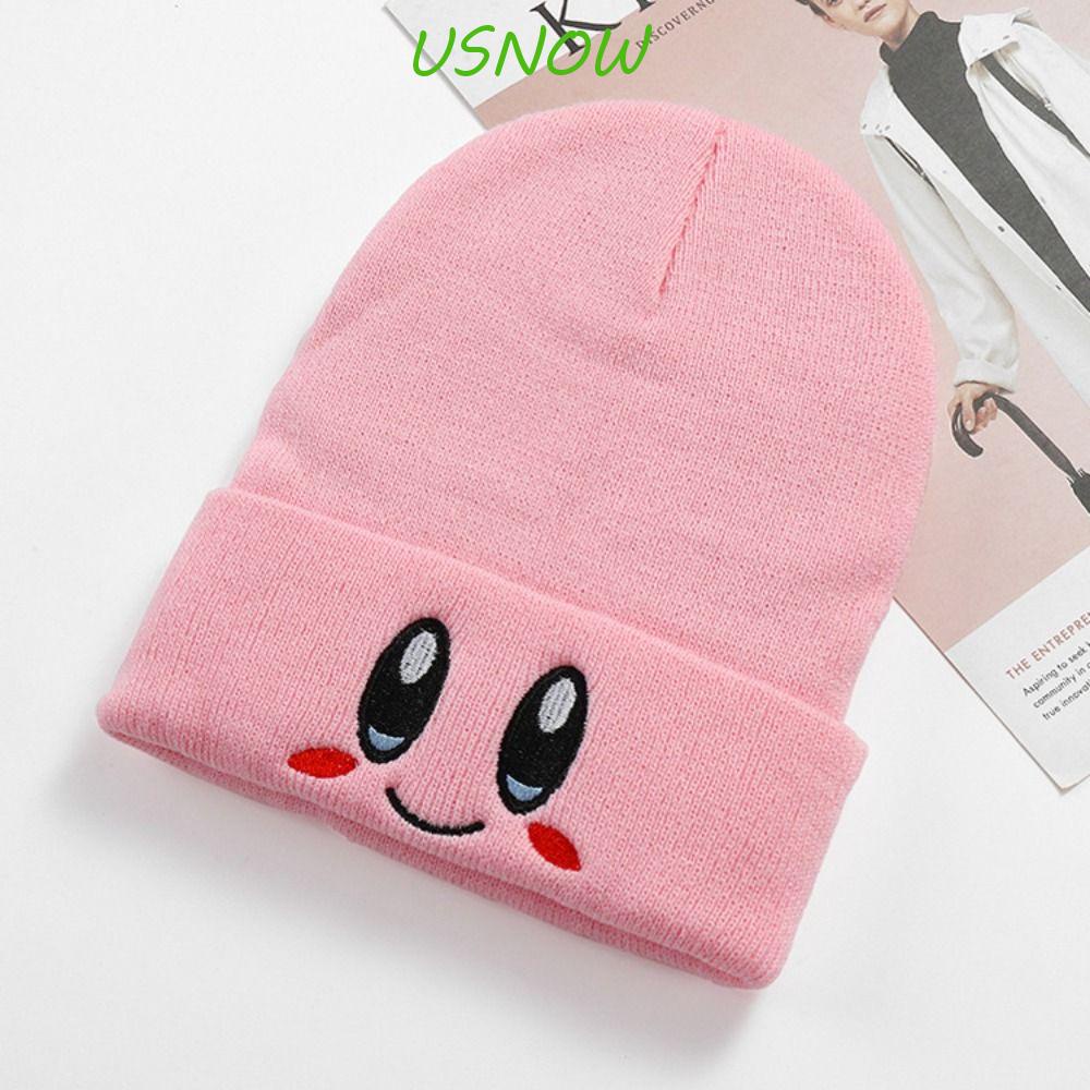 Mũ Beanie Dệt Kim Giữ Ấm Mùa Đông Thoáng Khí Thêu Họa Tiết Ngôi Sao Kirby Thời Trang Cho Nữ