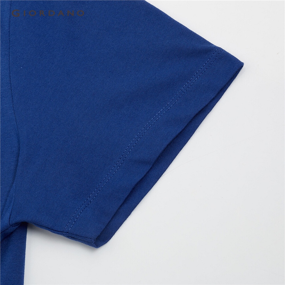 Áo thun GIORDANO 18090801 tay ngắn màu trơn in hình cho nam