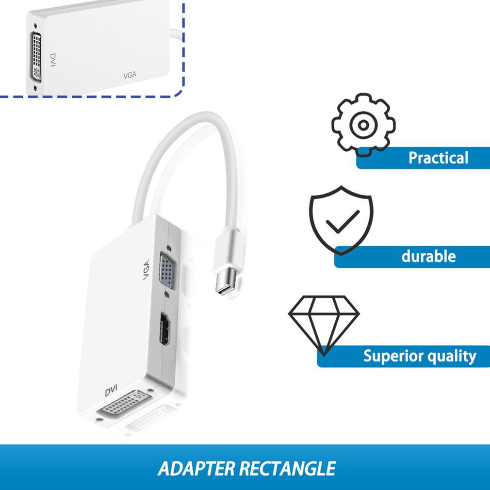 Thunderbolt Port Adapters 3 In 1 Portable Multifunctional Mini Displayport Hdmi-Compatible Dvi Vga Display Adapter Converter [Q/4]