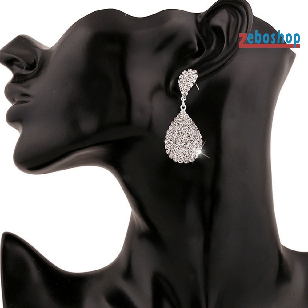 Khuyên Tai Đính Đá Hình Giọt Nước Sáng Tạo Cho Nữ