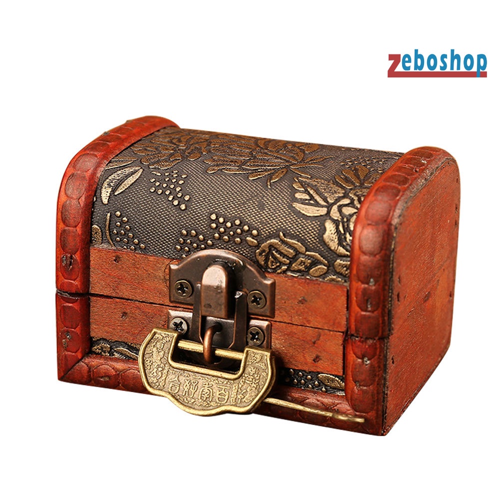 Hộp Đựng Trang Sức In Hoa Nhỏ Xinh Có Khóa Kiểu Retro