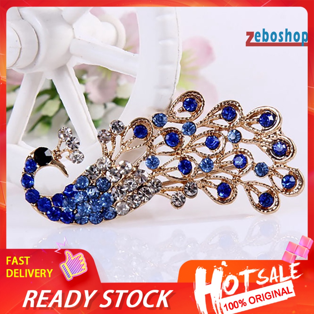 Ghim Cài Áo Hình Chim Công Đính Đá Lấp Lánh Thời Trang Cho Nữ