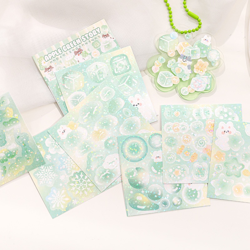 Bộ 10 Miếng Dán Trang Trí Sổ Tay Hình Câu Chuyện Nguyên Tố Dễ Thương