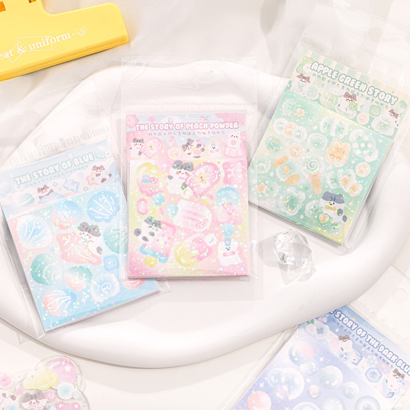 Bộ 10 Miếng Dán Trang Trí Sổ Tay Hình Câu Chuyện Nguyên Tố Dễ Thương
