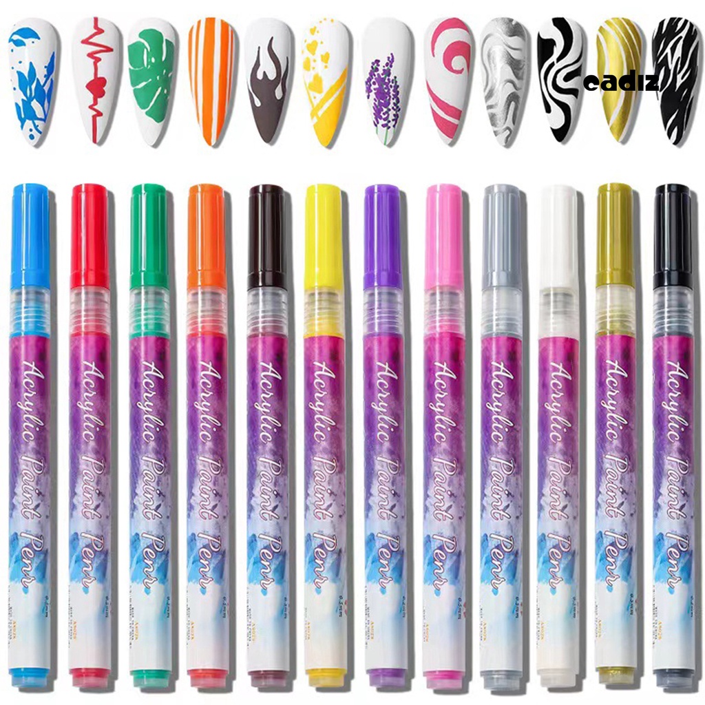 Set 12 Bút Vẽ Móng Nghệ Thuật Nhanh Khô Chống Thấm Nước