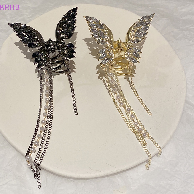 Kẹp Tóc Cá Mập Đính Đá Và Ngọc Trai Giả Bằng Hợp Kim Phong Cách Hàn Quốc Cho Nữ Mới