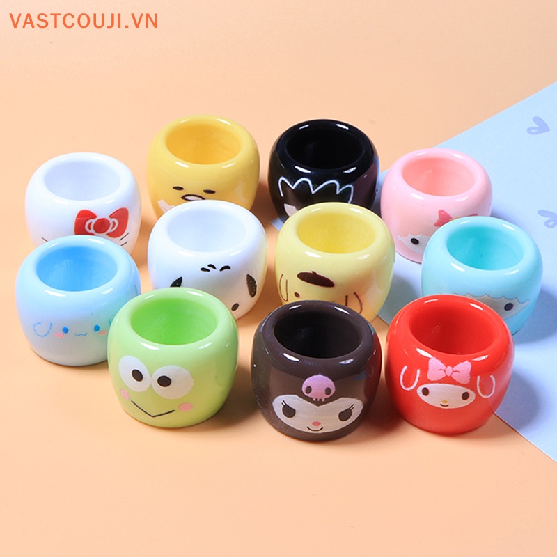 Set 2 Chén Dĩa Đồ Chơi Mini Hình Tròn In Họa Tiết Hoạt Hình Cho Nhà Búp Bê